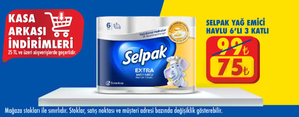 25 TL ve üzeri alışverişte 75.00 TL!