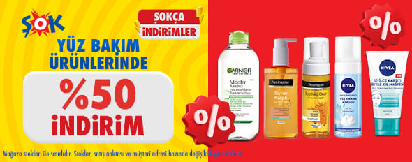 Yüz Bakım Ürünlerinde %50 İndirim