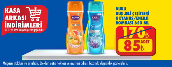 50 TL ve üzeri alışverişte 85.00 TL!