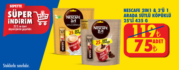 25 TL ve üzeri alışverişte 75,00 TL!