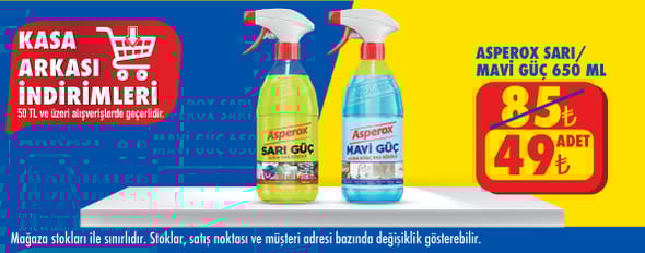 50 TL ve üzeri alışverişte 49.00 TL!
