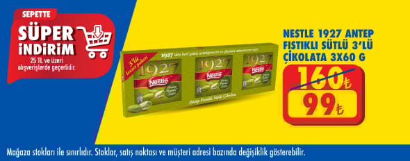25 TL ve üzeri alışverişte 99.00 TL!