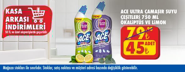 50 TL ve üzeri alışverişte 45.00 TL!