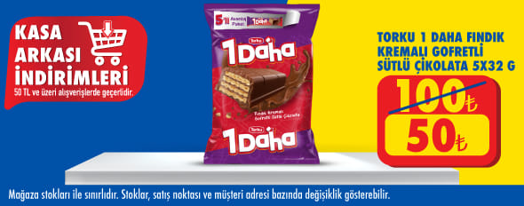 50 TL ve üzeri alışverişte 50.00 TL!