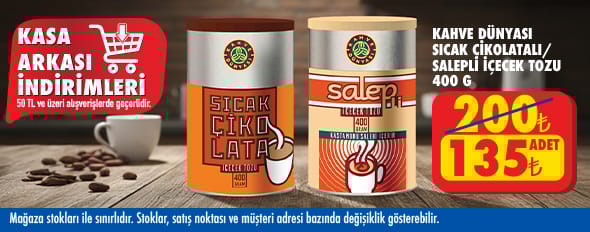 50 TL ve üzeri alışverişte 135.00 TL!