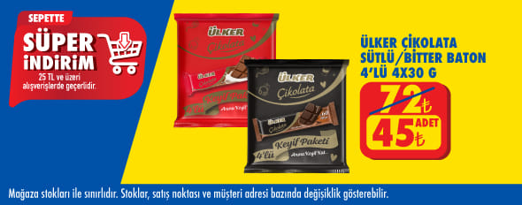 25 TL ve üzeri alışverişte 45.00 TL!