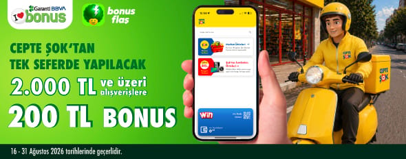 2.000 TL ve Üzeri Alışverişe 200 TL Bonus