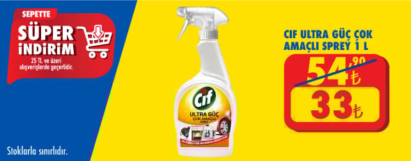 25 TL ve üzeri alışverişte 33,00 TL!