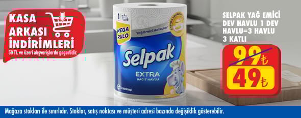 50 TL ve üzeri alışverişte 49.00 TL!