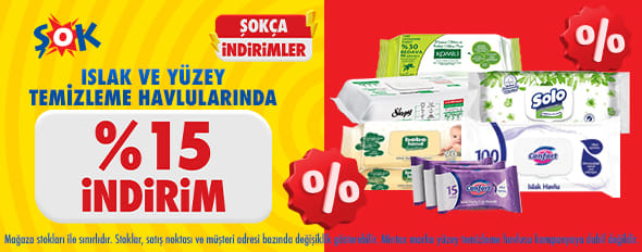 Islak Havlu Ürünlerinde % 15 İndirim!