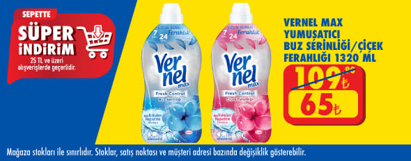 25 TL ve üzeri alışverişte 65.00 TL!