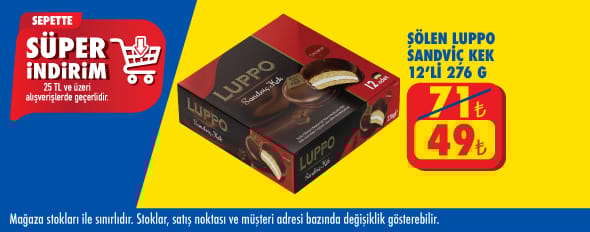 25 TL ve üzeri alışverişte 49.00 TL!