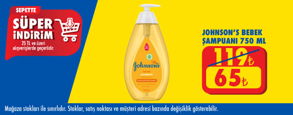 25 TL ve üzeri alışverişte 65.00 TL!