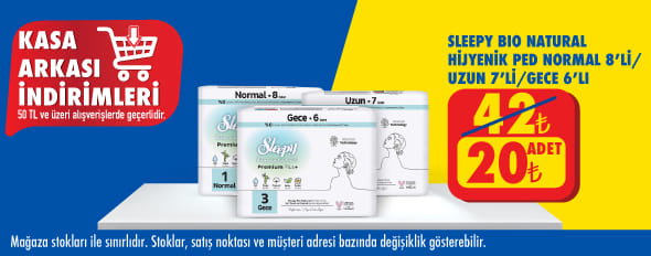 50 TL ve üzeri alışverişte 20.00 TL!