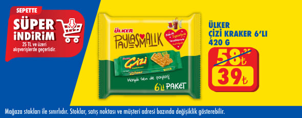 25 TL ve üzeri alışverişte 39.00 TL!