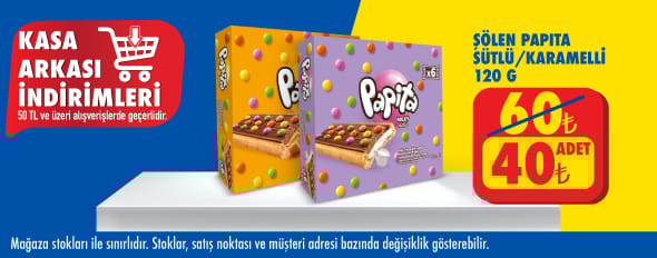 50 TL ve üzeri alışverişte 40.00 TL!