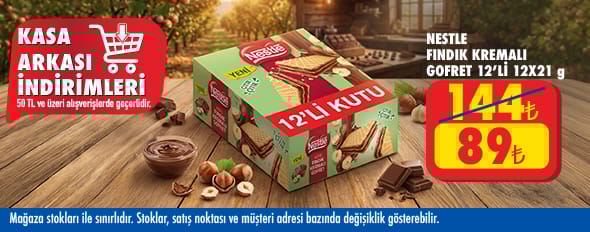 50 TL ve üzeri alışverişte 89.00 TL!