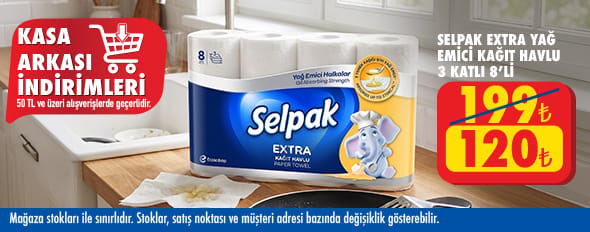 50 TL ve üzeri alışverişte 120.00 TL!