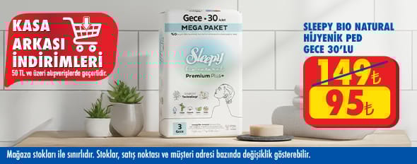 50 TL ve üzeri alışverişte 95.00 TL!