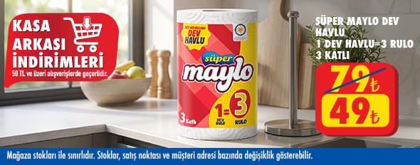 50 TL ve üzeri alışverişte 49.00 TL!
