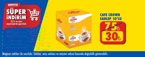 25 TL ve üzeri alışverişte 30.00 TL!