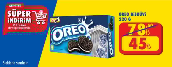 25 TL ve üzeri alışverişte 45,00 TL!