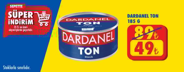 25 TL ve üzeri alışverişte 49,00 TL!