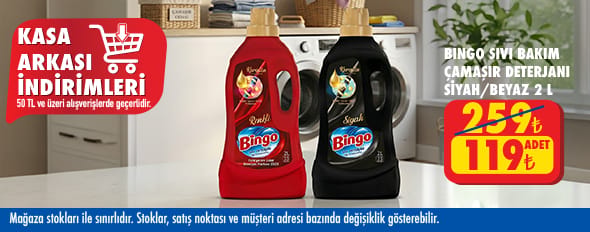 50 TL ve üzeri alışverişte 119.00 TL!