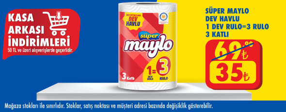 50 TL ve üzeri alışverişte 35.00 TL!