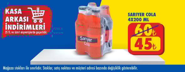 25 TL ve üzeri alışverişte 45.00 TL!