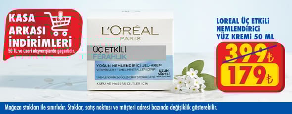 50 TL ve üzeri alışverişte 179.00 TL!