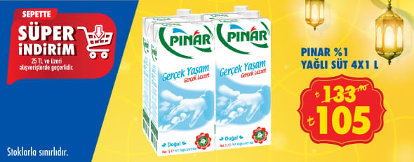 25 TL ve üzeri alışverişte 105,00 TL!