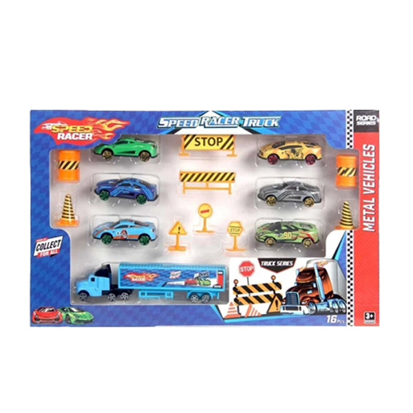 Toysan Tır Seti Trafik Levhalı 6'lı Metal Arabalı - Cepte Şok
