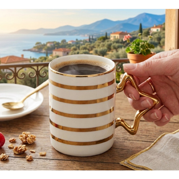 Odi Design Gold Yıldızlı Seramik Kupa 400 Ml
