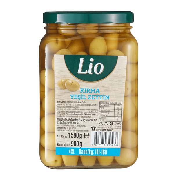 Lio Kırma Yeşil Zeytin 4xl (141-160) 900 g - Cepte Şok