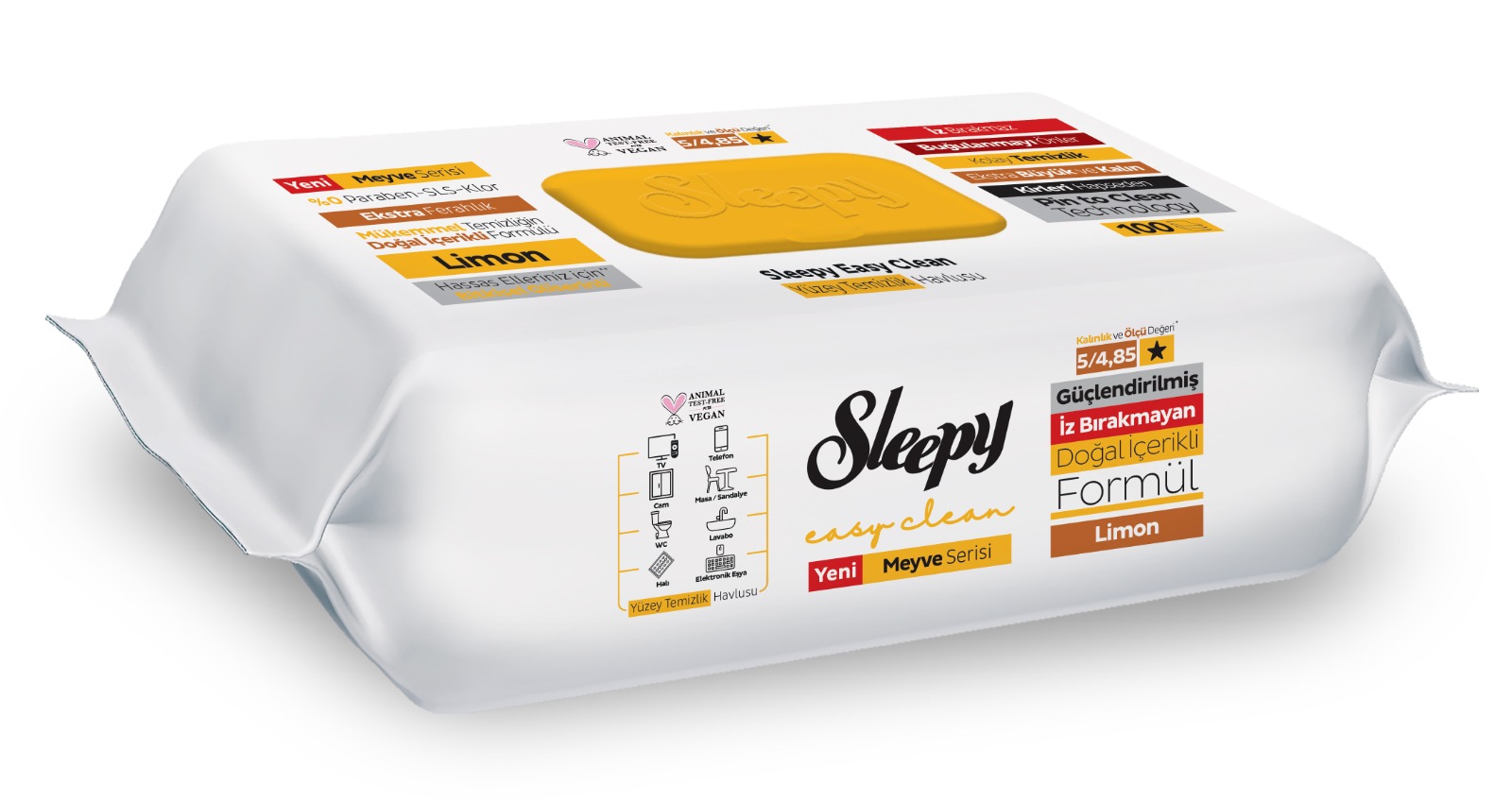 Sleepy Yüzey Temizlik Havlusu Limon 100'lü