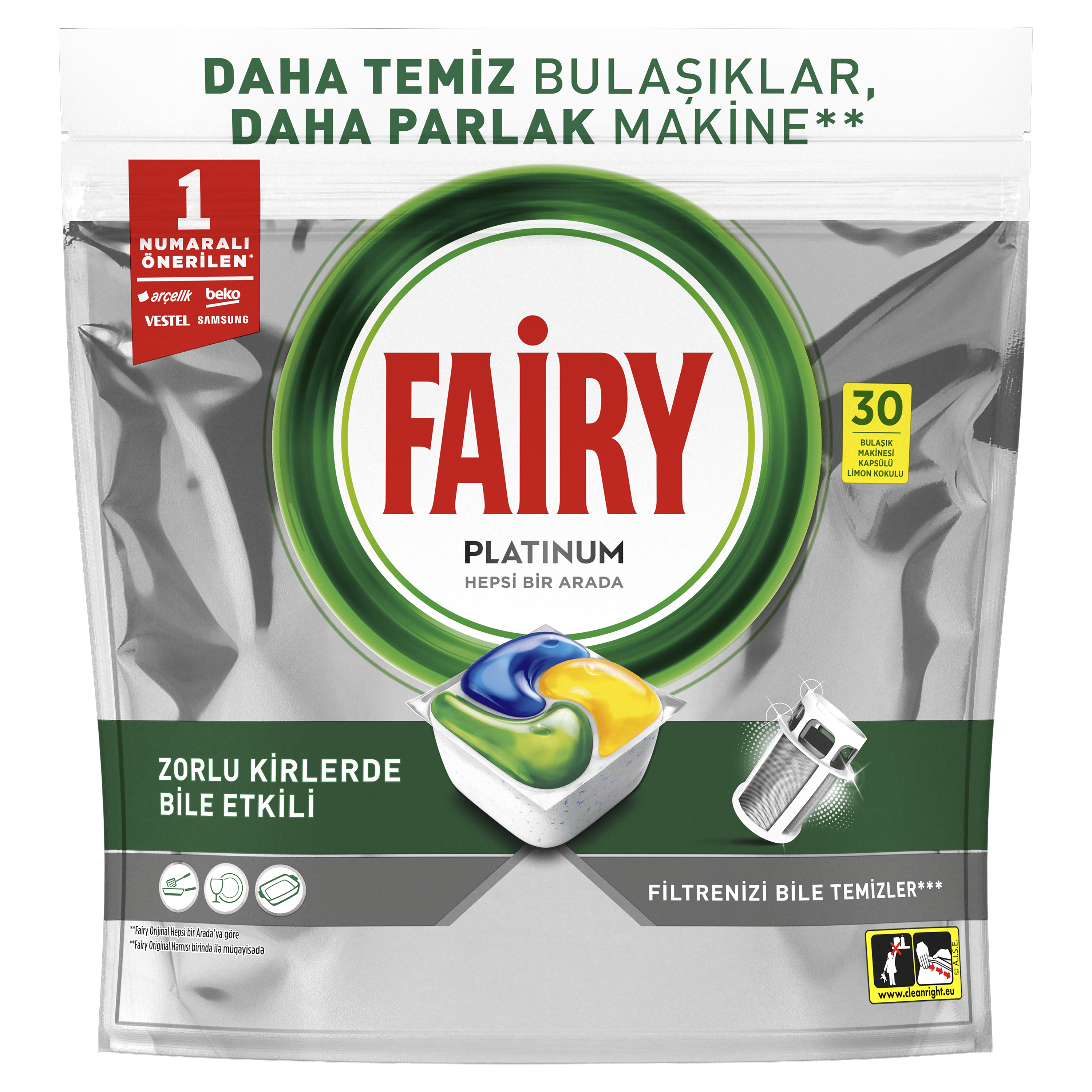 Fairy Platinum Hepsi Bir Arada Bulaşık Makinesi Kapsül 30'lu