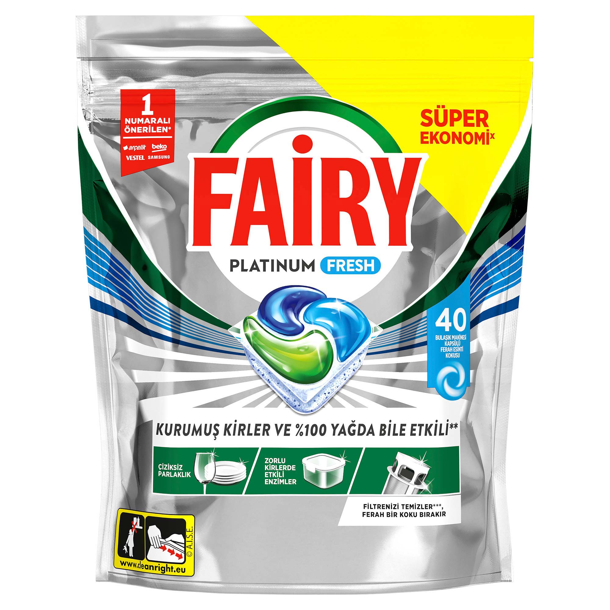 Fairy Platinum Fresh Bulaşık Makinesi Kapsül 40'lı